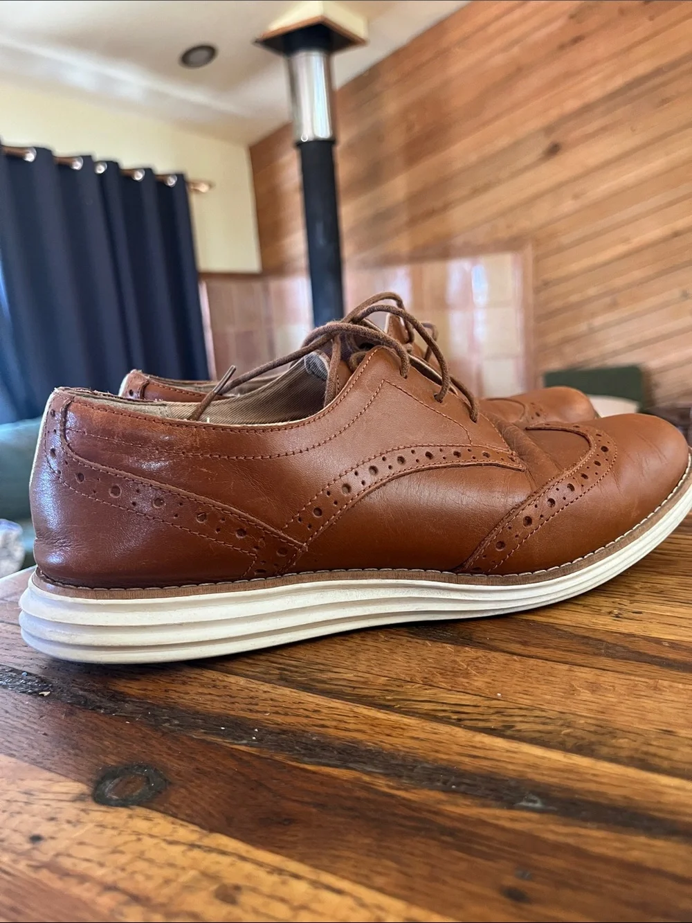 Cole Haan Grand OS Leather Lace Up Oxford Shoes Sz 9 M British tan